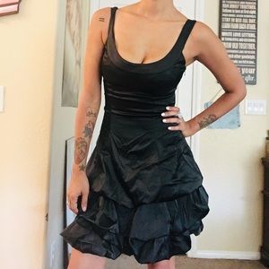 Silky & Adorable Little Black Ruffle Dress